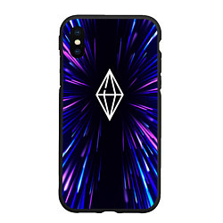 Чехол iPhone XS Max матовый The Sims neon energy, цвет: 3D-черный