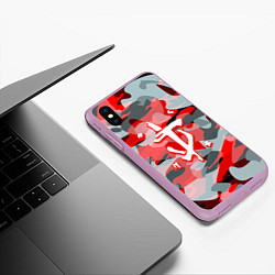 Чехол iPhone XS Max матовый Doom камуфляж палача, цвет: 3D-сиреневый — фото 2