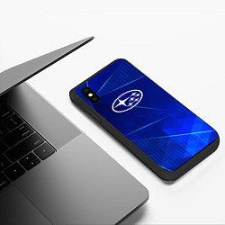 Чехол iPhone XS Max матовый Subaru blue poly, цвет: 3D-черный — фото 2