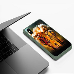 Чехол iPhone XS Max матовый Дэдпул и Росомаха - Догпуля, цвет: 3D-темно-зеленый — фото 2