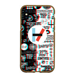 Чехол iPhone XS Max матовый Twenty one pilots glitch pattern, цвет: 3D-коричневый