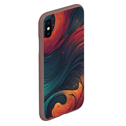 Чехол iPhone XS Max матовый Эбру теплая абстракция, цвет: 3D-коричневый — фото 2