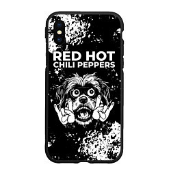 Чехол iPhone XS Max матовый Red Hot Chili Peppers рок пес, цвет: 3D-черный