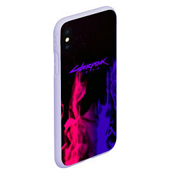 Чехол iPhone XS Max матовый Cyberpunk 2077 neon flame, цвет: 3D-светло-сиреневый — фото 2