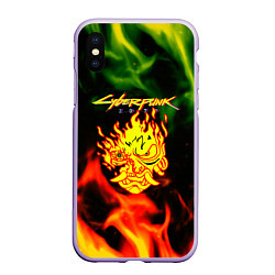 Чехол iPhone XS Max матовый Cyberpunk 2077 fere steel, цвет: 3D-светло-сиреневый