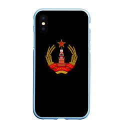 Чехол iPhone XS Max матовый СССР герб молот серп, цвет: 3D-голубой