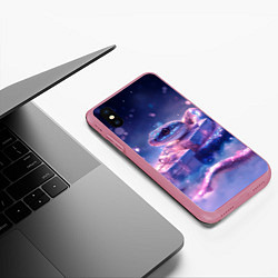 Чехол iPhone XS Max матовый Новогодняя магическая змея с подарками, цвет: 3D-малиновый — фото 2