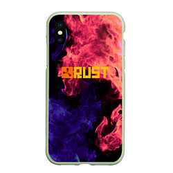 Чехол iPhone XS Max матовый RUST flame steel, цвет: 3D-салатовый