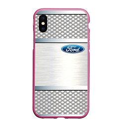 Чехол iPhone XS Max матовый FORD metal steel auto, цвет: 3D-малиновый