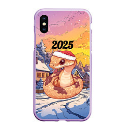 Чехол iPhone XS Max матовый Новогодняя змейка 2025, цвет: 3D-сиреневый