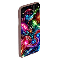 Чехол iPhone XS Max матовый Красочная неоновая абстракция - нейроарт, цвет: 3D-коричневый — фото 2