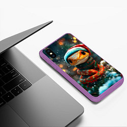 Чехол iPhone XS Max матовый Новогодняя змея у елочки, цвет: 3D-фиолетовый — фото 2