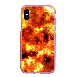 Чехол iPhone XS Max матовый Ядерный взрыв огонь, цвет: 3D-розовый