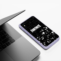 Чехол iPhone XS Max матовый Fortnite pattern black, цвет: 3D-светло-сиреневый — фото 2