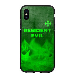 Чехол iPhone XS Max матовый Resident Evil - green gradient посередине, цвет: 3D-черный