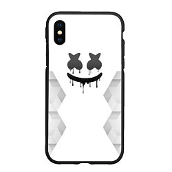 Чехол iPhone XS Max матовый Marshmello white poly, цвет: 3D-черный