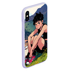 Чехол iPhone XS Max матовый A girl anime, цвет: 3D-светло-сиреневый — фото 2