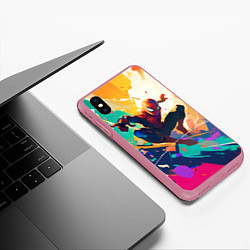 Чехол iPhone XS Max матовый Человек-паук на ярком фоне, цвет: 3D-малиновый — фото 2