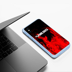 Чехол iPhone XS Max матовый Samurai fire red, цвет: 3D-голубой — фото 2