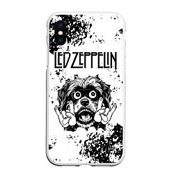 Чехол iPhone XS Max матовый Led Zeppelin - рок пес, цвет: 3D-белый