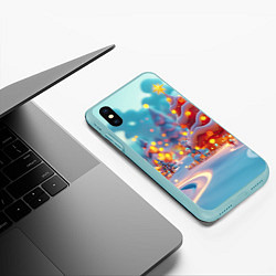 Чехол iPhone XS Max матовый Объемные новогодние елки, цвет: 3D-мятный — фото 2