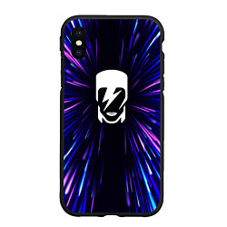 Чехол iPhone XS Max матовый David Bowie neon energy