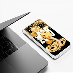 Чехол iPhone XS Max матовый 2025 год - змея и новогодний салют, цвет: 3D-белый — фото 2