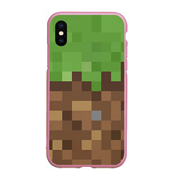 Чехол iPhone XS Max матовый Earth - Minecraft, цвет: 3D-розовый