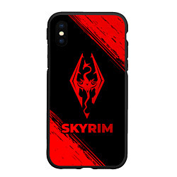 Чехол iPhone XS Max матовый Skyrim - red gradient, цвет: 3D-черный