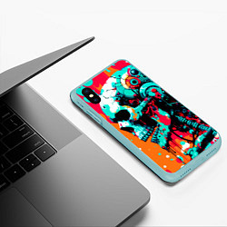 Чехол iPhone XS Max матовый Cyber skull sketch - ai art fantasy, цвет: 3D-мятный — фото 2