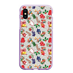 Чехол iPhone XS Max матовый Christmas Pattern, цвет: 3D-сиреневый