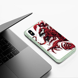 Чехол iPhone XS Max матовый Carnage - Symbiot, цвет: 3D-салатовый — фото 2