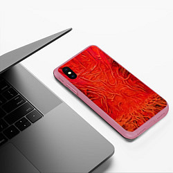 Чехол iPhone XS Max матовый Красный симбионт абстракция, цвет: 3D-малиновый — фото 2