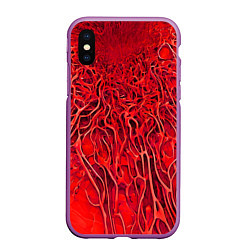 Чехол iPhone XS Max матовый Красный симбионт абстракция, цвет: 3D-фиолетовый