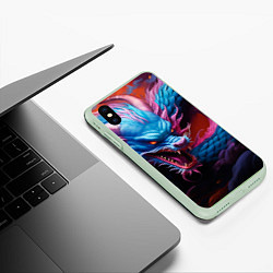 Чехол iPhone XS Max матовый Рогатый дракон, цвет: 3D-салатовый — фото 2