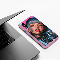 Чехол iPhone XS Max матовый Future samurai pink girl, цвет: 3D-розовый — фото 2