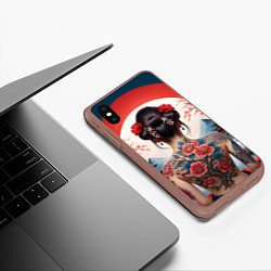 Чехол iPhone XS Max матовый Девушка в татуировках, цвет: 3D-коричневый — фото 2