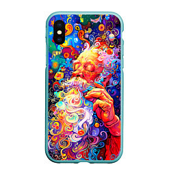 Чехол iPhone XS Max матовый Santa Claus: pop-art modern pointillism, цвет: 3D-мятный