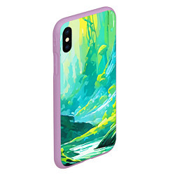 Чехол iPhone XS Max матовый Зелёная кислотная абстракция, цвет: 3D-сиреневый — фото 2