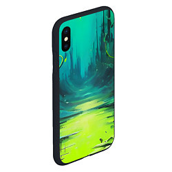 Чехол iPhone XS Max матовый Зелёная кислотная абстракция, цвет: 3D-черный — фото 2