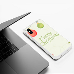 Чехол iPhone XS Max матовый Нежный зеленый merry Christmas, цвет: 3D-белый — фото 2