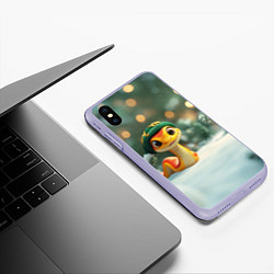 Чехол iPhone XS Max матовый Маленькая новогодняя змейка, цвет: 3D-светло-сиреневый — фото 2