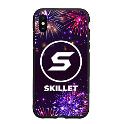 Чехол iPhone XS Max матовый Праздничный Skillet, цвет: 3D-черный