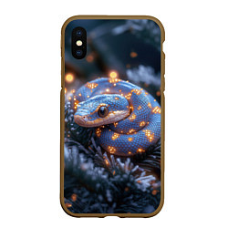 Чехол iPhone XS Max матовый Змея с искорками новогодними, цвет: 3D-коричневый