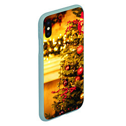 Чехол iPhone XS Max матовый Новогодняя наряженная ёлка, цвет: 3D-мятный — фото 2