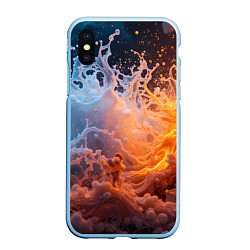 Чехол iPhone XS Max матовый Брызги воды и огня, цвет: 3D-голубой