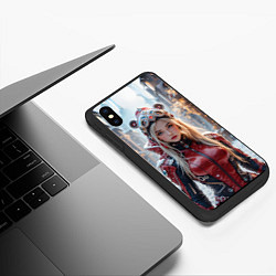 Чехол iPhone XS Max матовый Девушка в кибер костюме, цвет: 3D-черный — фото 2