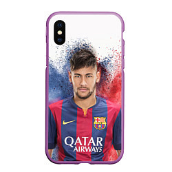 Чехол iPhone XS Max матовый Neymar FCB, цвет: 3D-фиолетовый