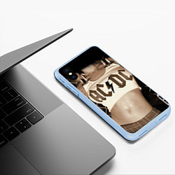Чехол iPhone XS Max матовый AC/DC Girl, цвет: 3D-голубой — фото 2
