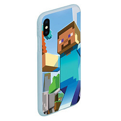 Чехол iPhone XS Max матовый Minecraft World, цвет: 3D-голубой — фото 2